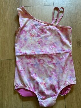 Cat & Jack Girls One-Shoulder One-Piece Swimsuit in Pink and Purple Watercolor